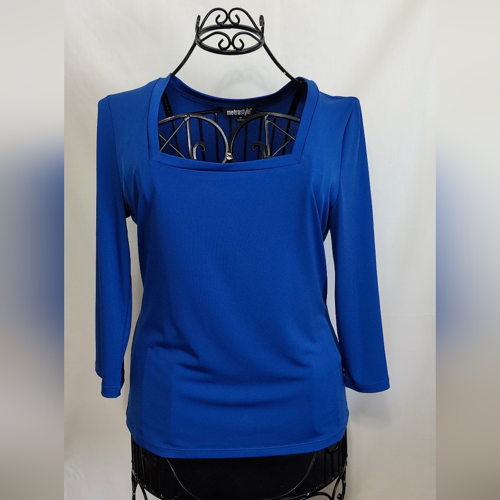 MetroStyle - Women's Blouse - Blue - Size Medium